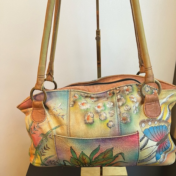 Anuschka Handbags - ANNA ANUSCHKA Butterfly Painted Leather Satchel